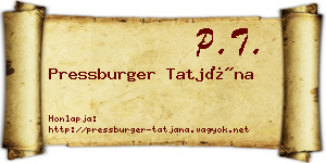 Pressburger Tatjána névjegykártya